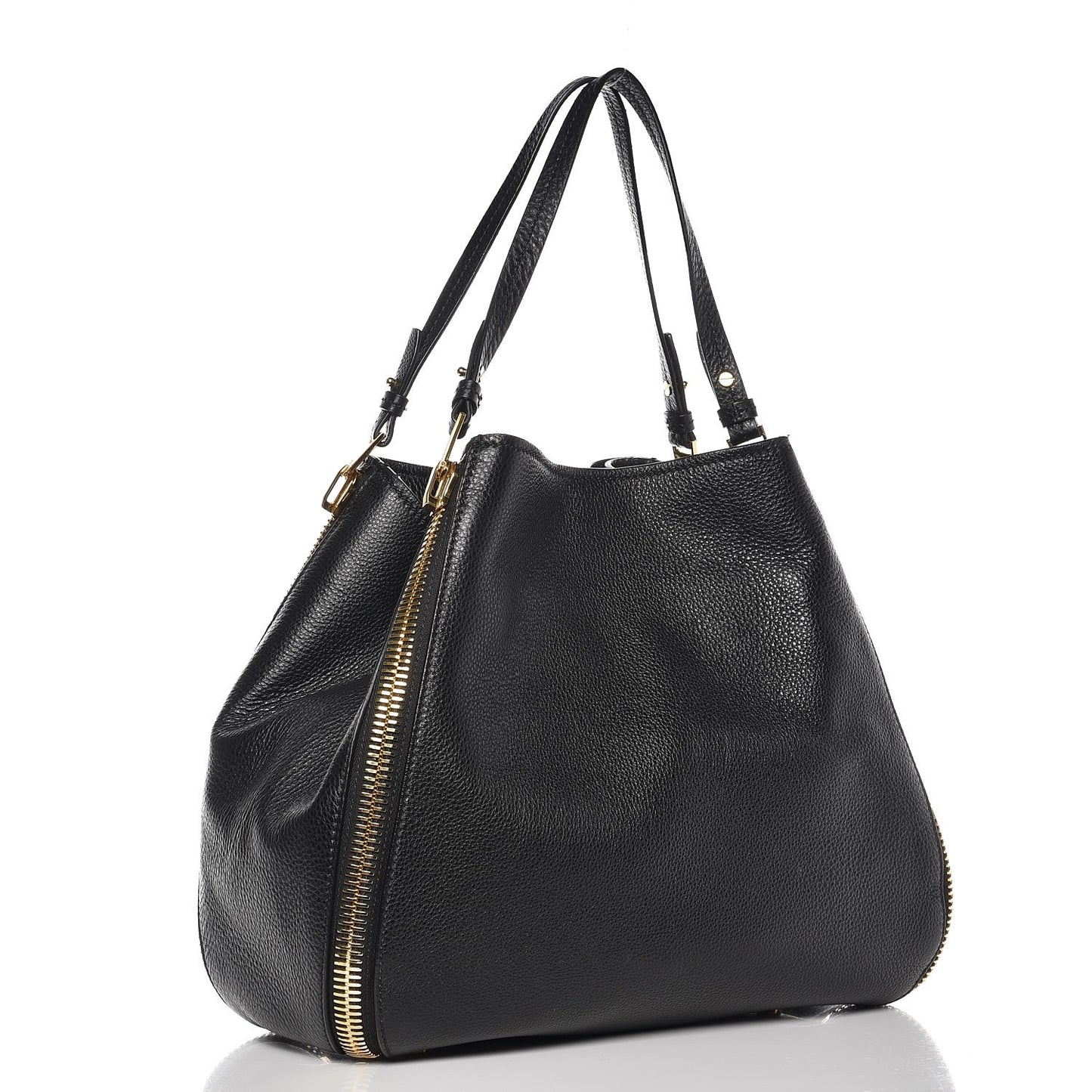 Grained Calfskin Sedgwick Medium Zipper Tote Black