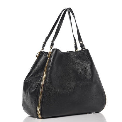 Tom Ford Grained Calfskin Sedgwick Medium Zipper Tote Black 3 of 6