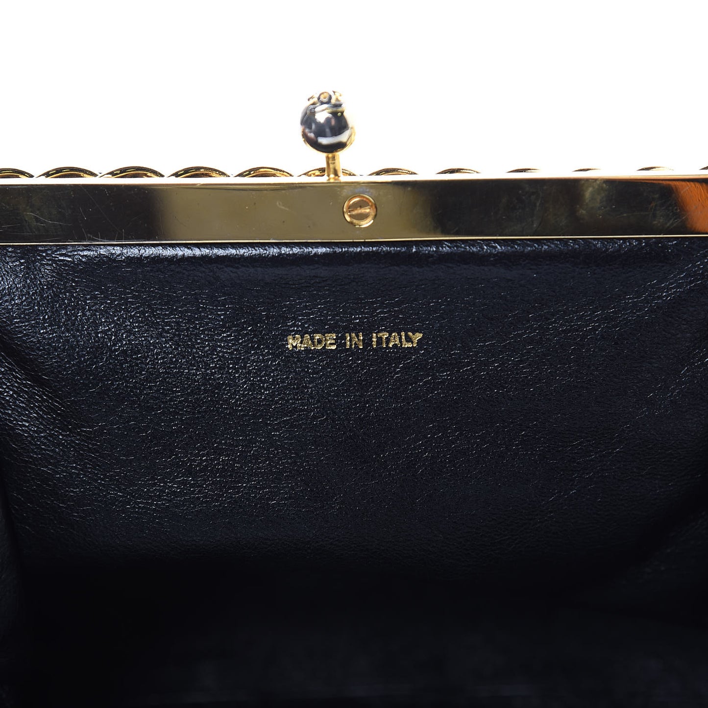 Lambskin Quilted Small Kisslock Evening Bag Black