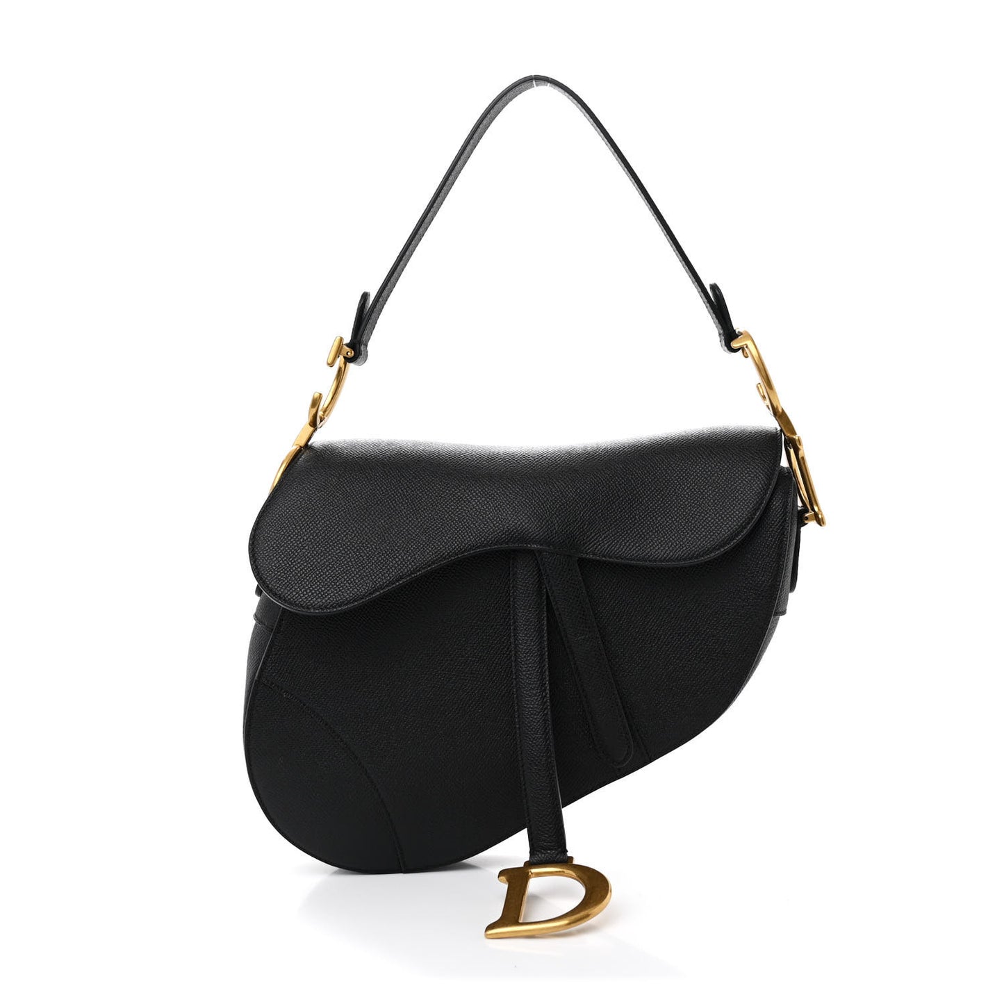 Grained Calfskin Saddle Bag Black