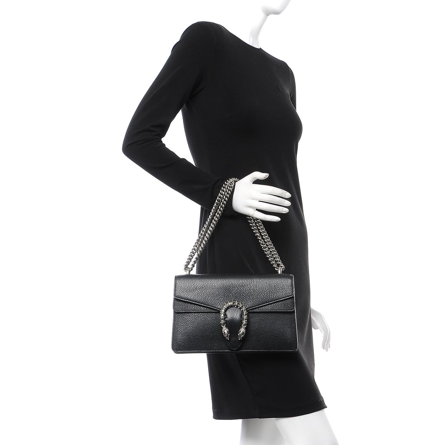 Pebbled Calfskin Small Dionysus Shoulder Bag Black
