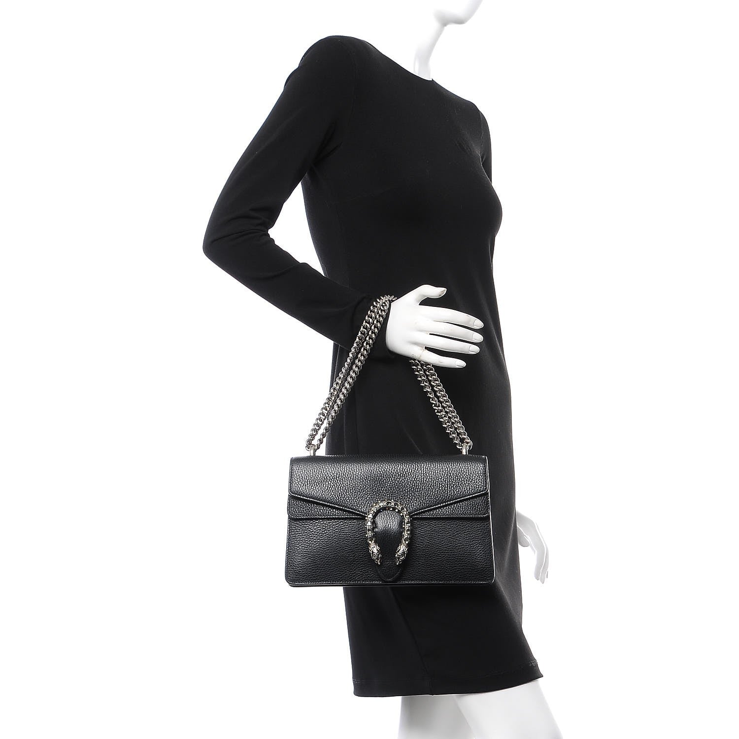 Gucci Pebbled Calfskin Small Dionysus Shoulder Bag Black 2 of 7