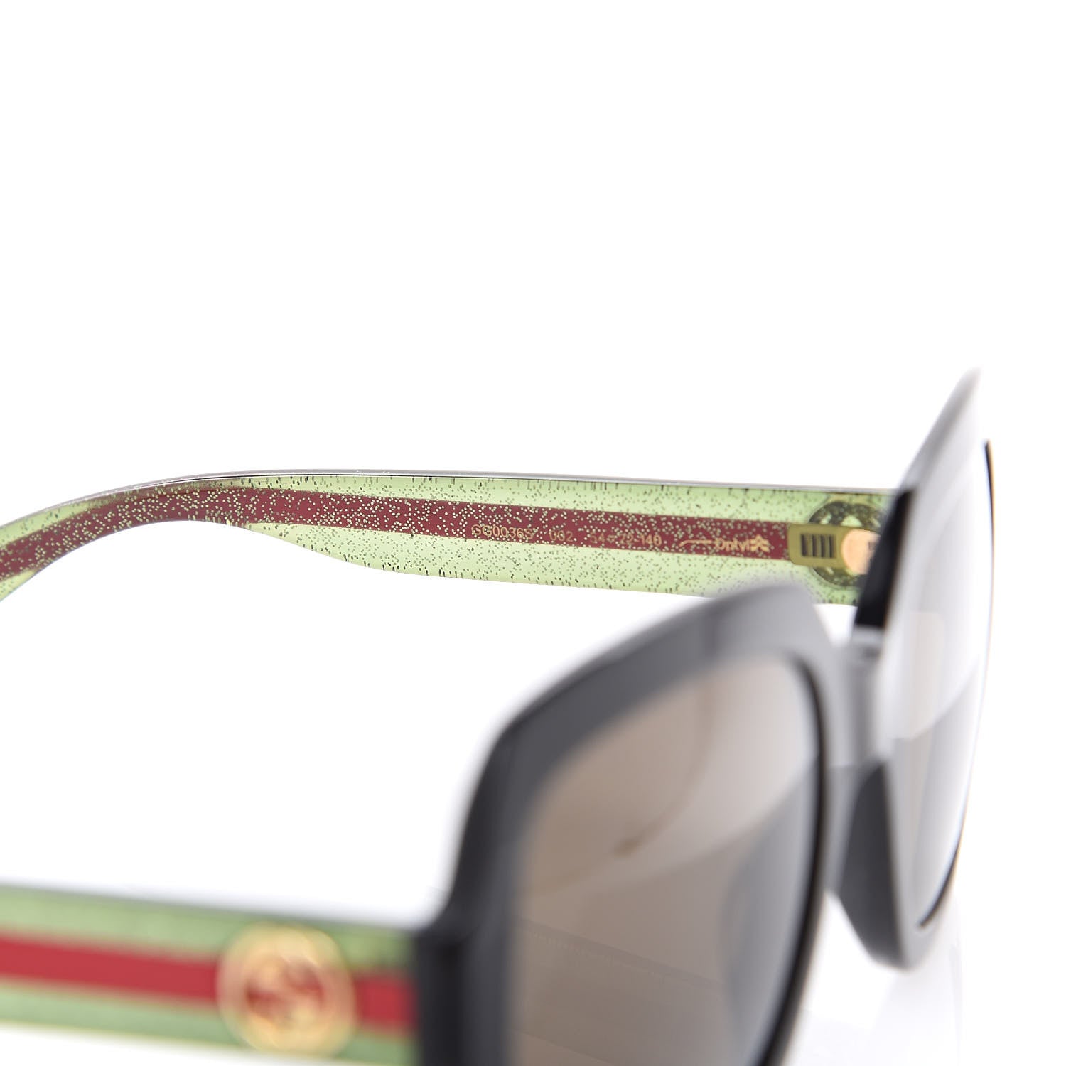 Gucci Oversize Square Web GG 0036S Sunglasses Black Green 5 of 8