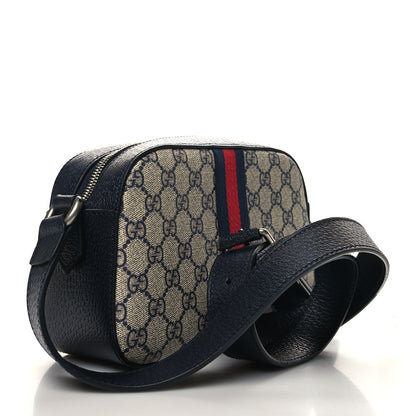 Gucci GG Supreme Monogram Textured Dollar Calfskin Web Small Ophidia Camera Bag Beige Blue 3 of 11