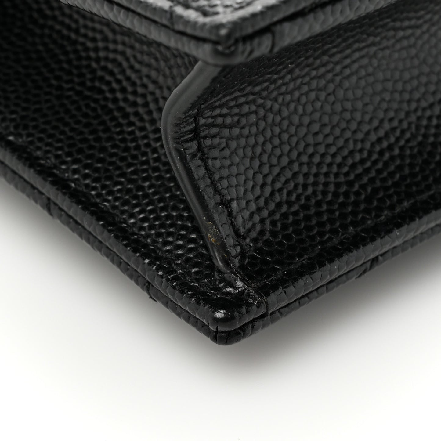 Grain De Poudre Matelasse Chevron Monogram Monochrome Envelope Chain Wallet Black