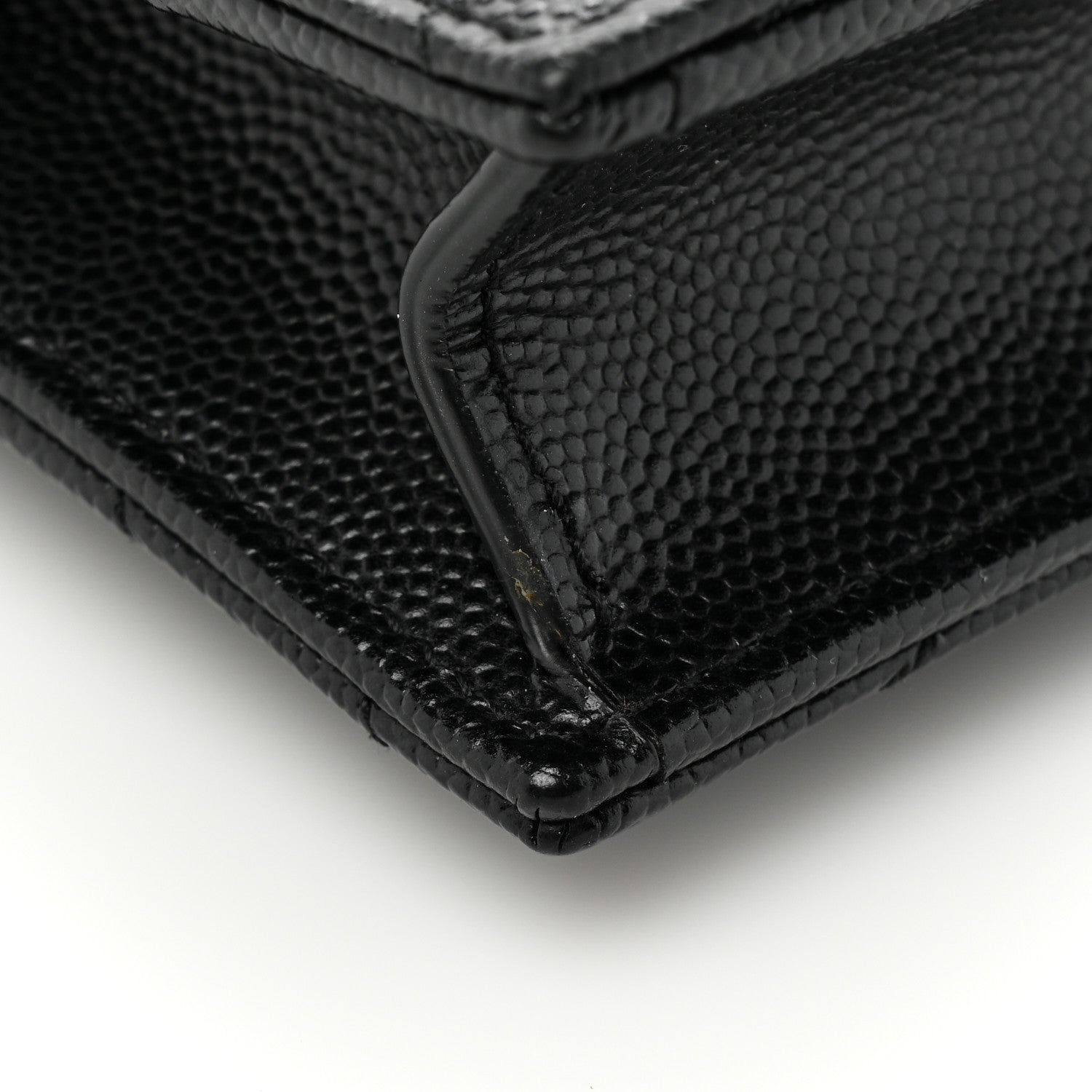 Saint Laurent Grain De Poudre Matelasse Chevron Monogram Monochrome Envelope Chain Wallet Black 15 of 16