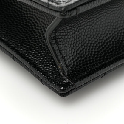 Saint Laurent Grain De Poudre Matelasse Chevron Monogram Monochrome Envelope Chain Wallet Black 15 of 16