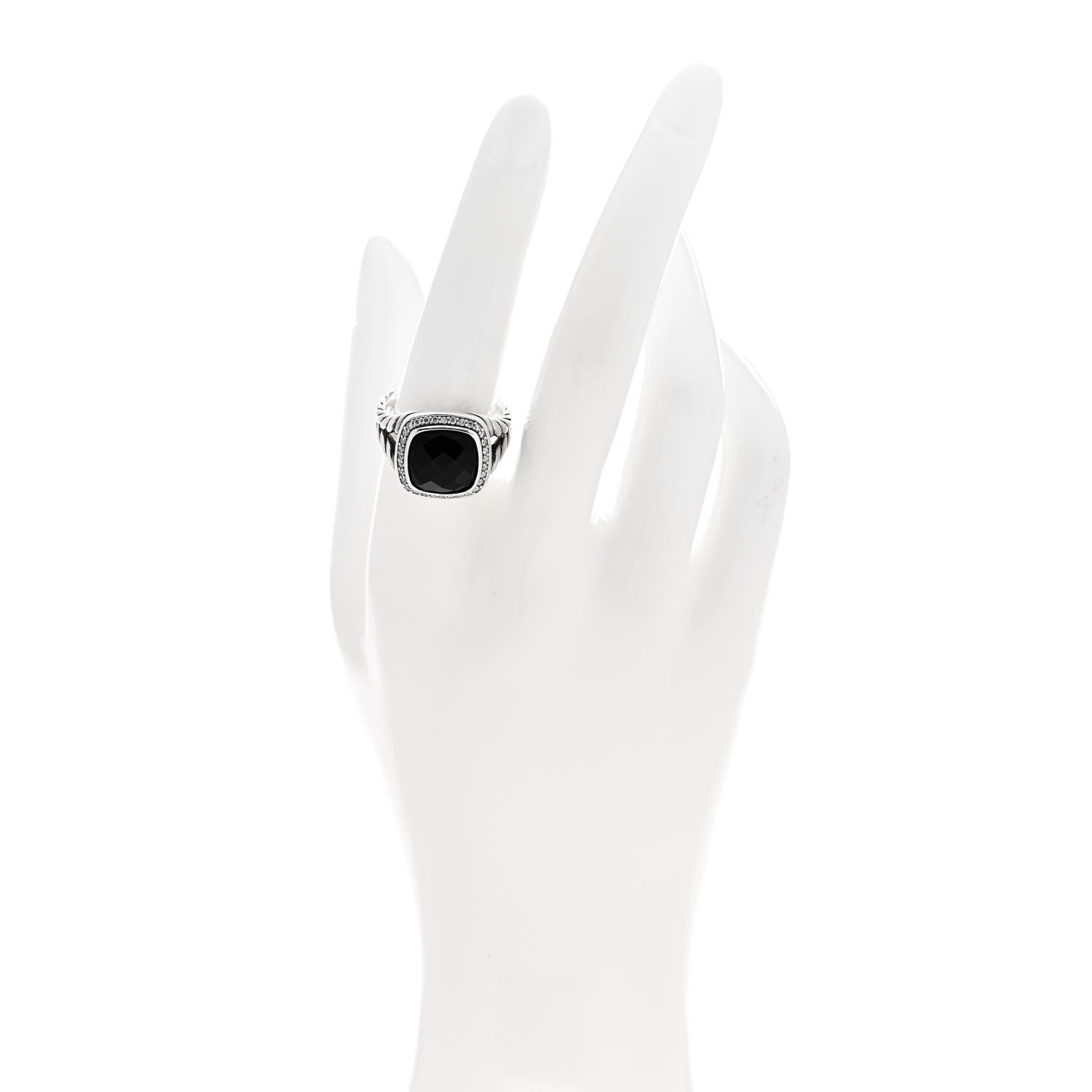 David Yurman Sterling Silver Diamond Black Onyx 11mm Albion Statement Ring 57 8 2 of 5