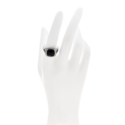 David Yurman Sterling Silver Diamond Black Onyx 11mm Albion Statement Ring 57 8 2 of 5