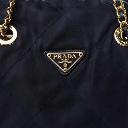 Prada Tessuto Nylon Quilted Shoulder Bag Blue 10 of 10