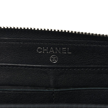 Chanel Striated Patent Zip Around Wallet Black 6 of 9