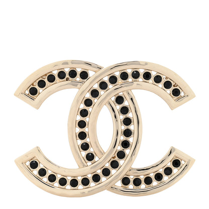 Chanel Metal Crystal CC Brooch Gold Black 1 of 3
