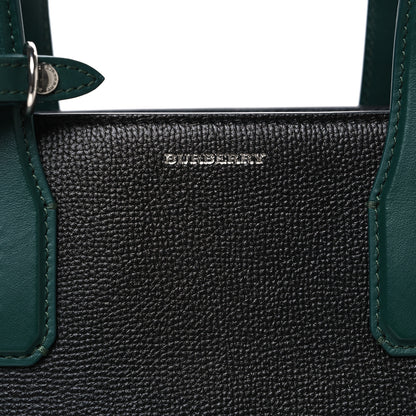 Burberry Derby Calfskin House Check Medium Banner Tote Black Sea Green 9 of 11
