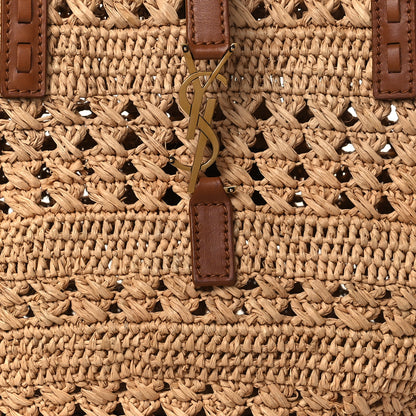 Saint Laurent Raffia Calfskin Small Panier Tote Naturel 7 of 9