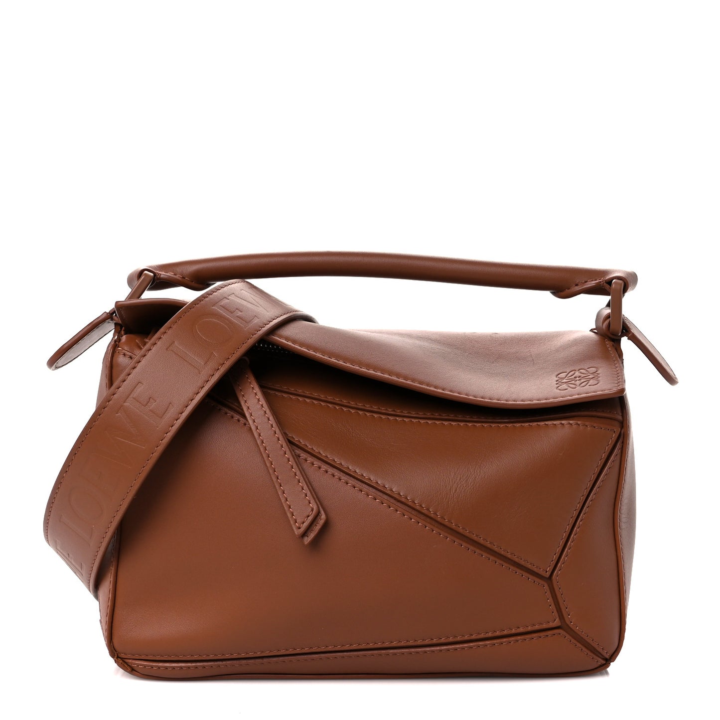 Satin Calfskin Small Puzzle Bag Pecan