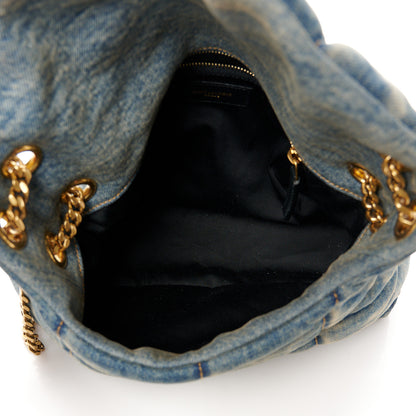 Saint Laurent Denim Quilted Small Loulou Puffer Monogram Chain Satchel Blue Cinnamon 5 of 10