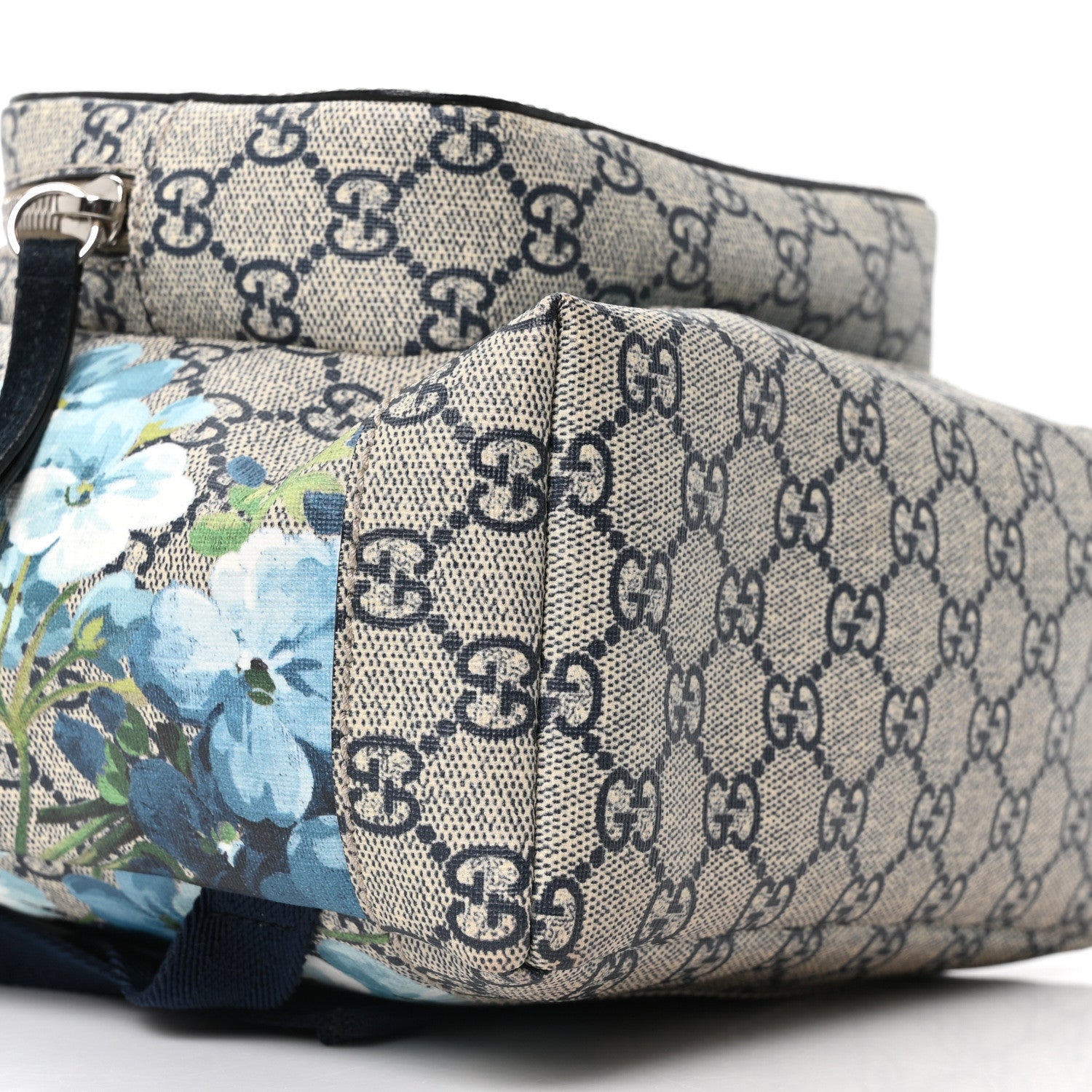 Gucci GG Supreme Monogram Blooms Small Single Buckle Backpack Beige Blue Navy 9 of 10
