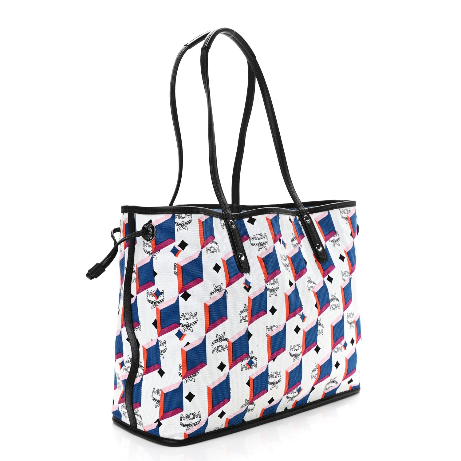 MCM Visetos Medium Project Reversible Shopper Tote Munich Blue 4 of 17