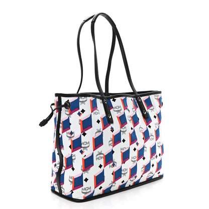 MCM Visetos Medium Project Reversible Shopper Tote Munich Blue 4 of 17