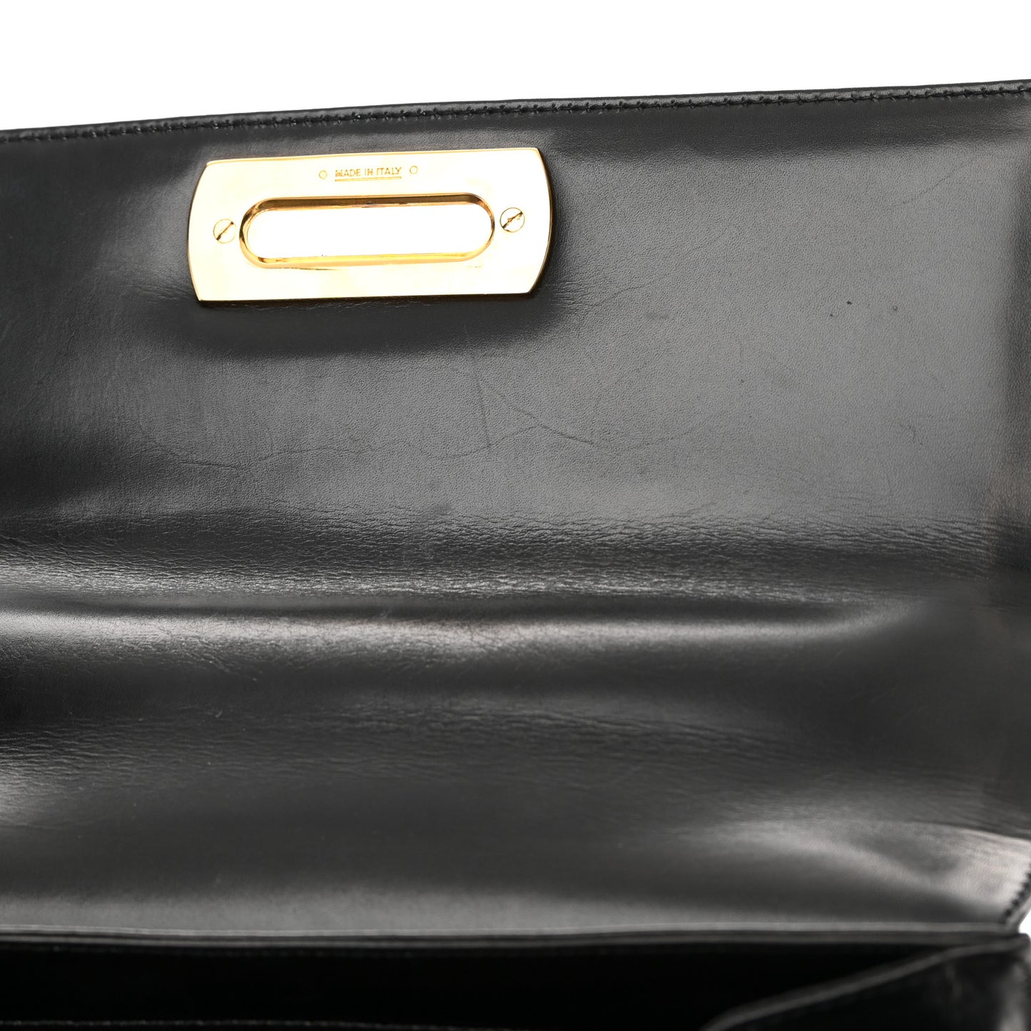 Brushed Off Calfskin Iconic Large Top Handle Bag Black