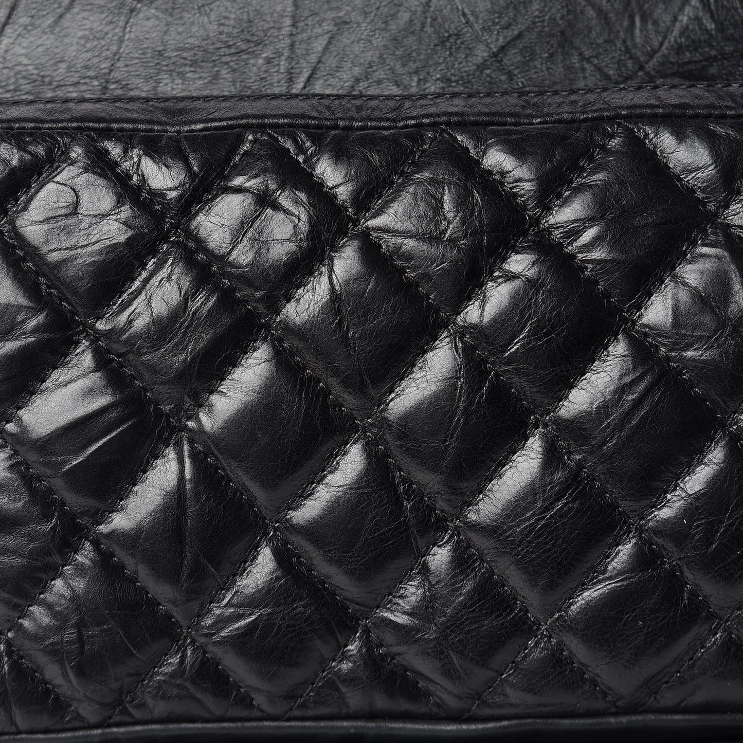 Aged Calfskin Quilted Large Casual Rock Backpack Black