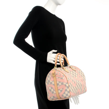 Louis Vuitton Damier Azur Tahitienne Speedy Bandouliere 30 Rose Ballerine 3 of 8