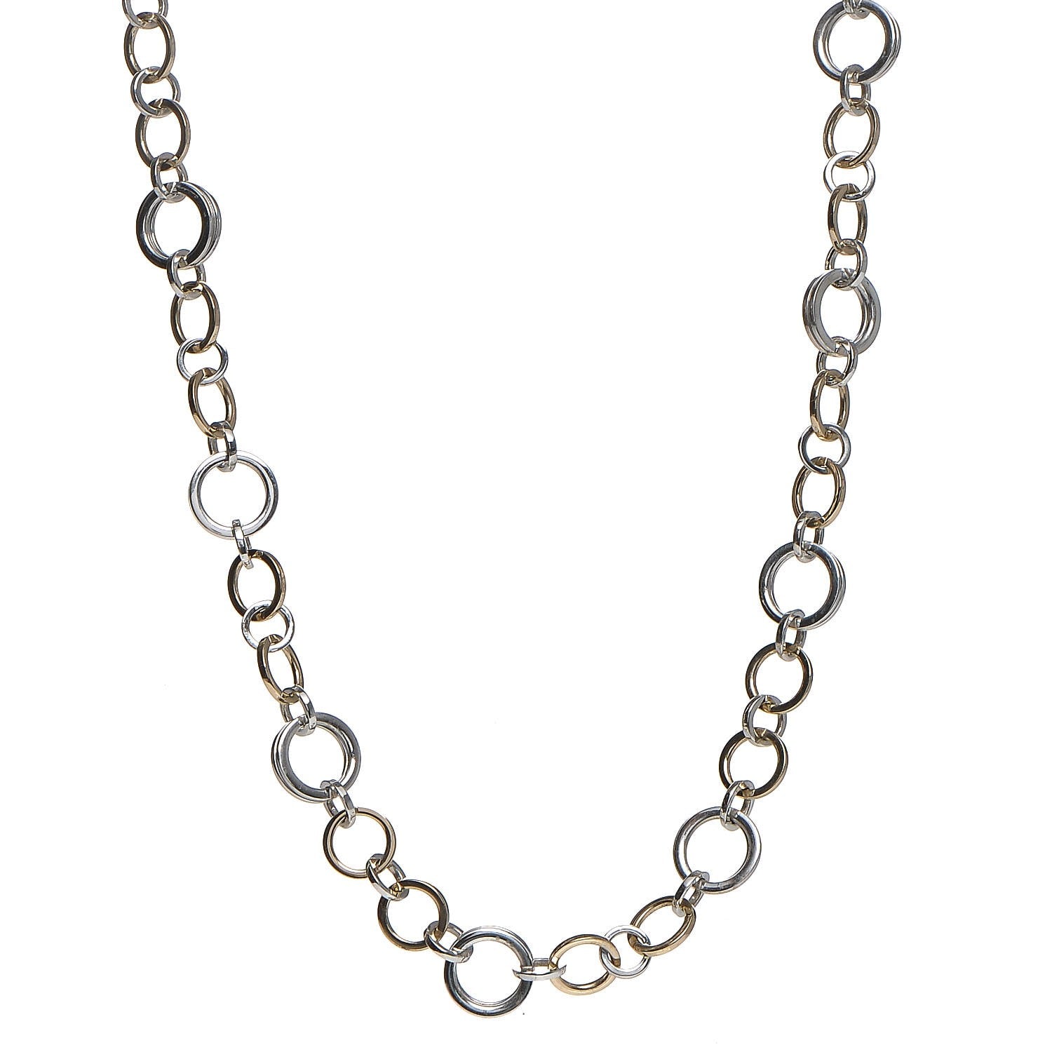 Tiffany 18K Yellow Gold Sterling Silver Circle Link Necklace 1 of 5
