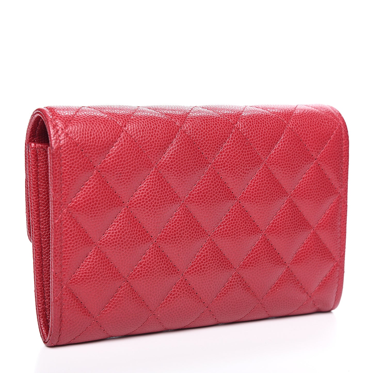 Caviar Quilted Medium Flap Wallet Red