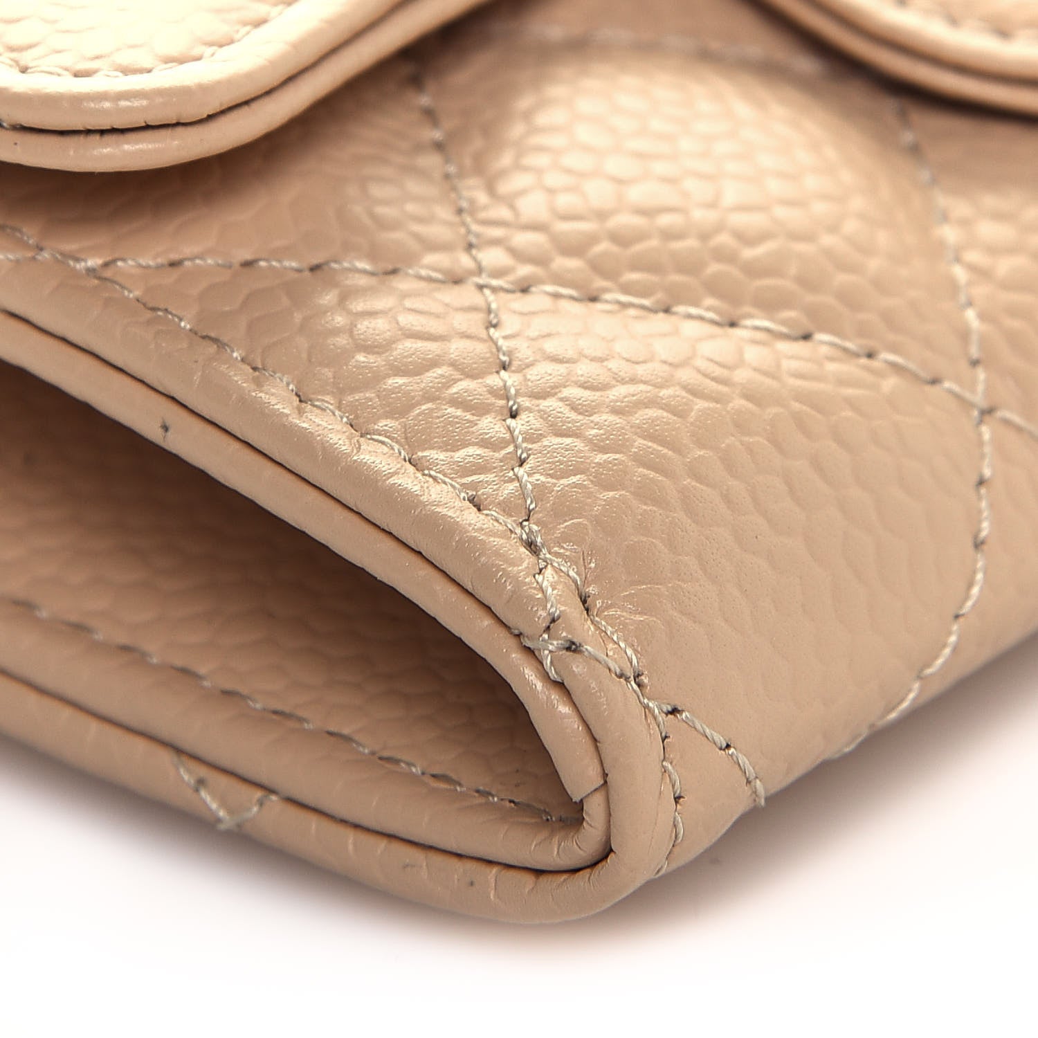 Chanel Caviar Quilted Flap Card Holder Wallet Beige 10 of 15
