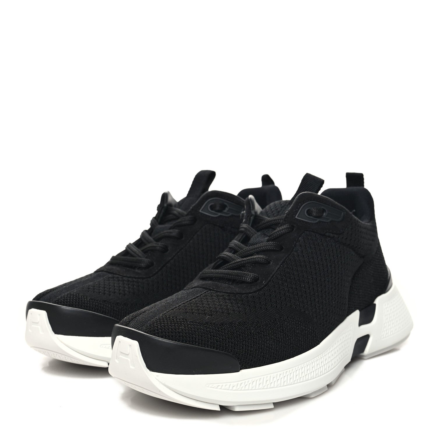 Hermes Technical Knit Suede Heros Sneakers 38 Black 3 of 8