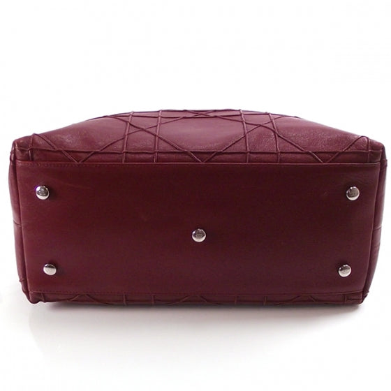 Christian Dior Lambskin Cannage Medium Granville Tote Red 4 of 11