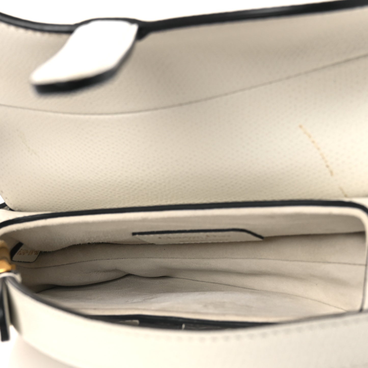 Grained Calfskin Mini Saddle Bag White