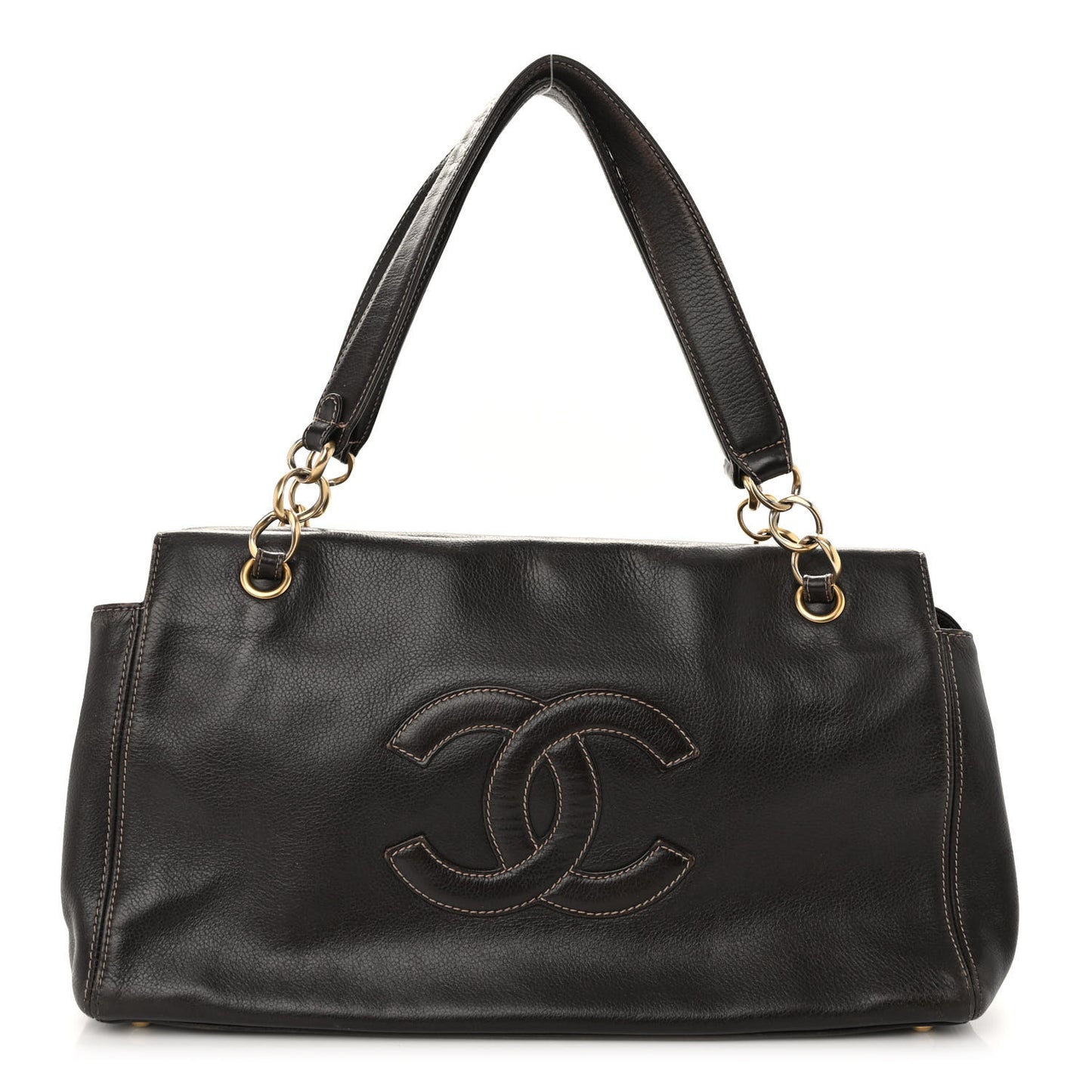 Calfskin CC Shoulder Bag Brown
