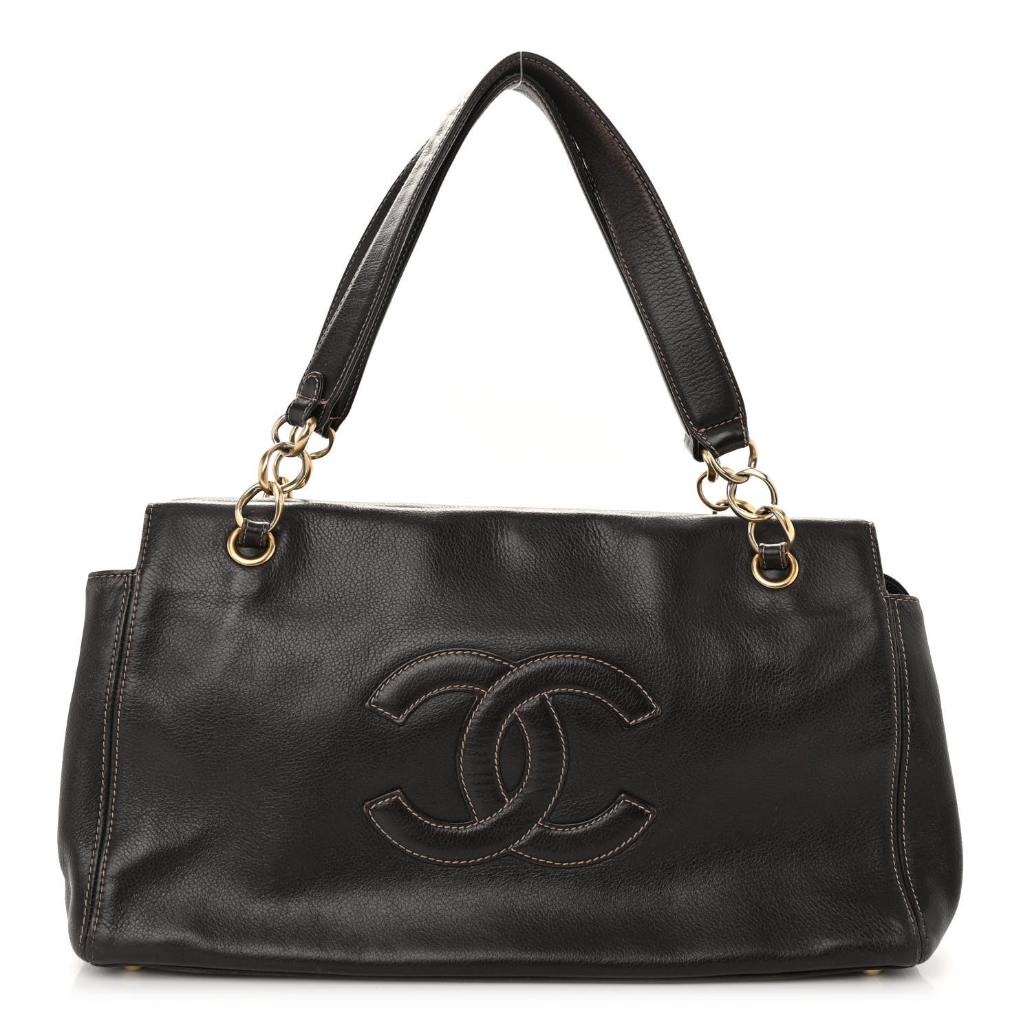 Chanel Calfskin CC Shoulder Bag Brown 1 of 9