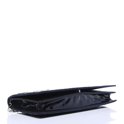 Christian Dior Patent Cannage Lady Dior Convertible Clutch Navy Blue 4 of 14