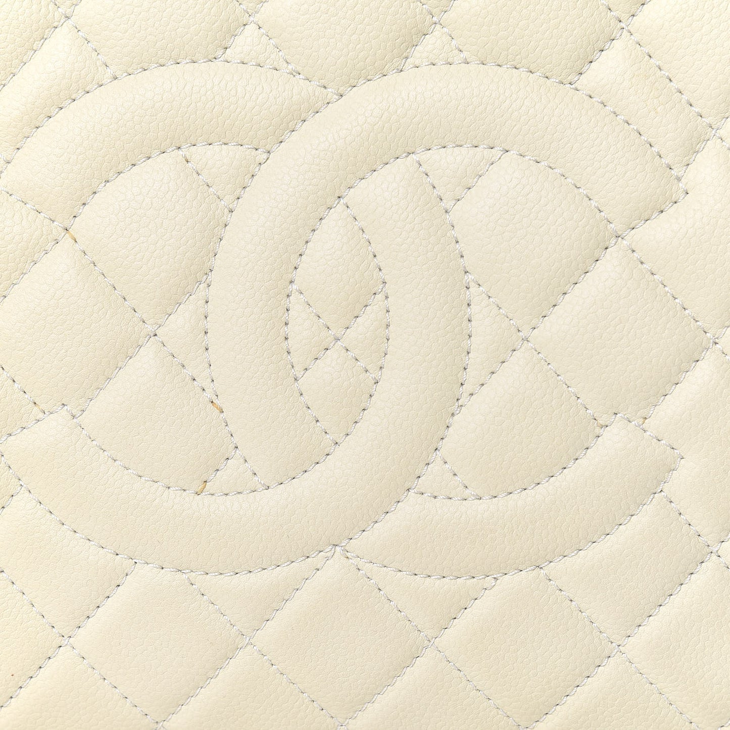 Caviar Quilted Grand Shopping Tote GST Ecru