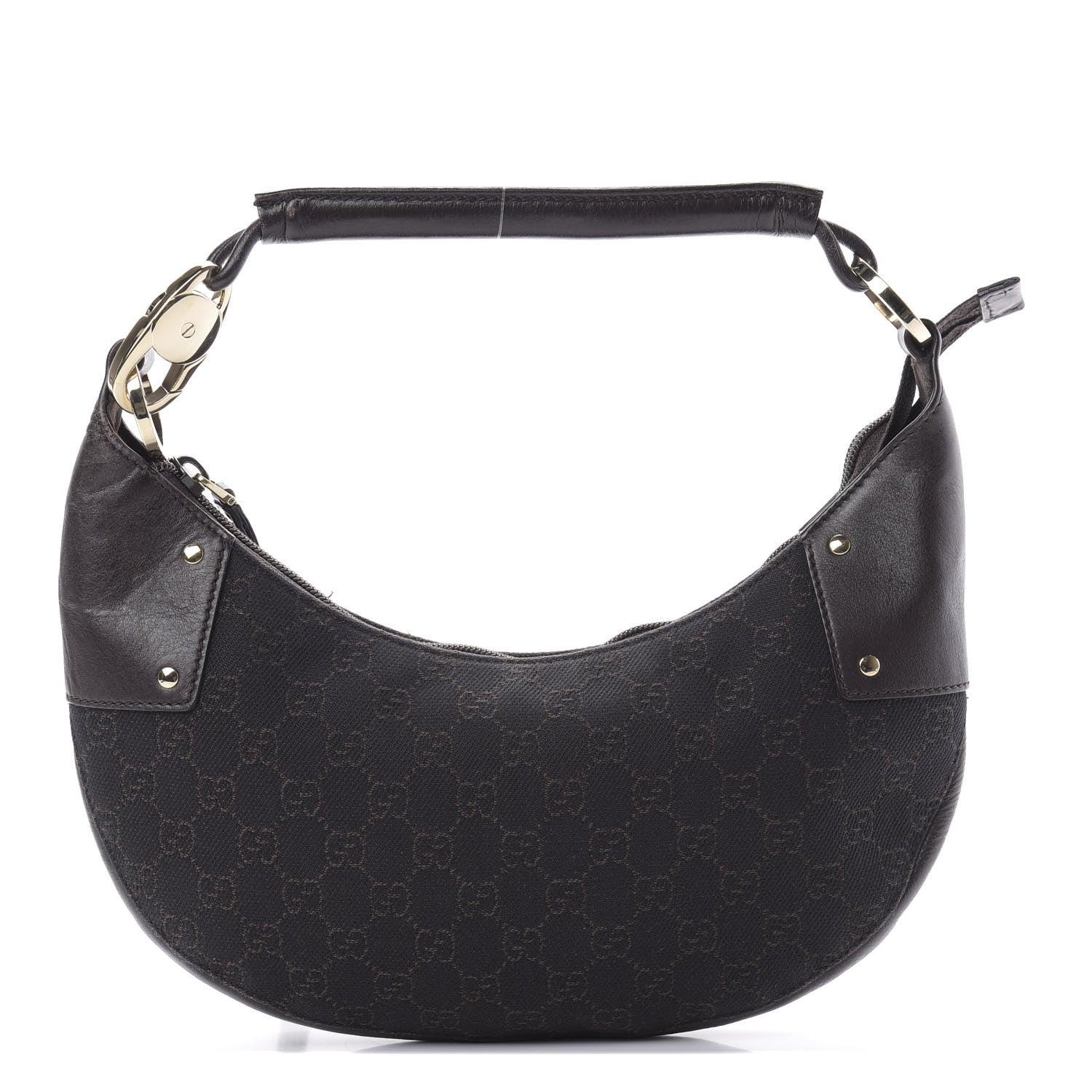 Gucci Denim Monogram Half Moon Hobo Dark Brown 1 of 12