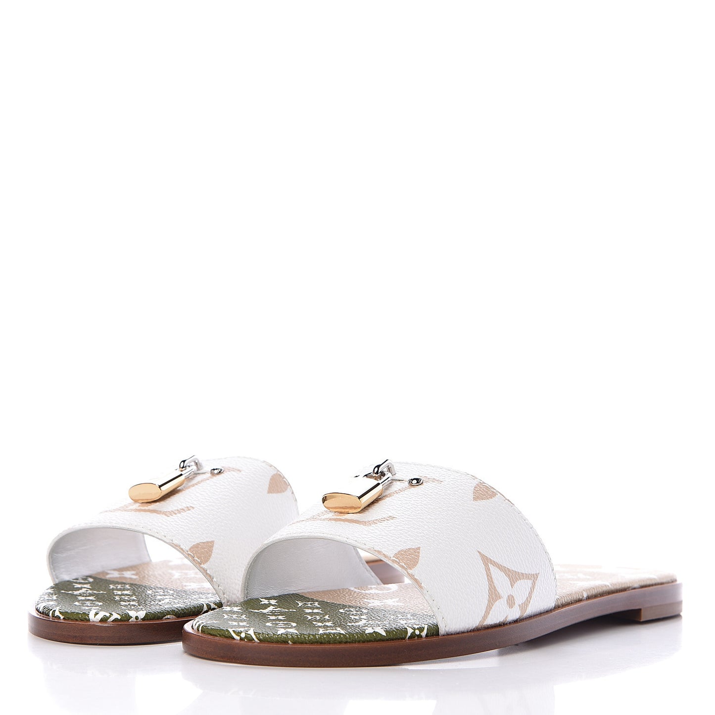 Monogram Giant Lock It Flat Mule 38 Kaki