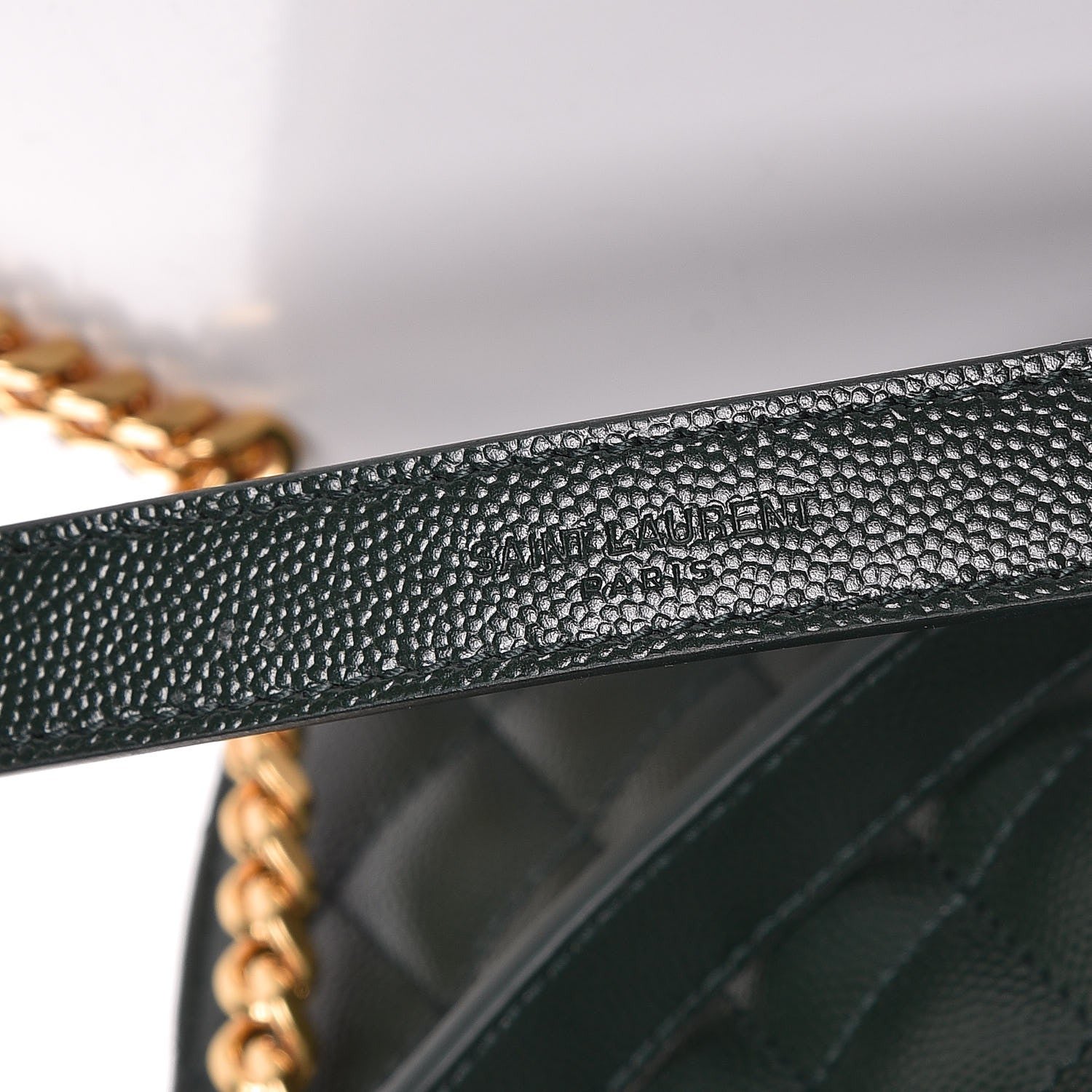 Saint Laurent Grain De Poudre Textured Mixed Matelasse Medium Triquilt Monogram Satchel Vert Fonce 9 of 9