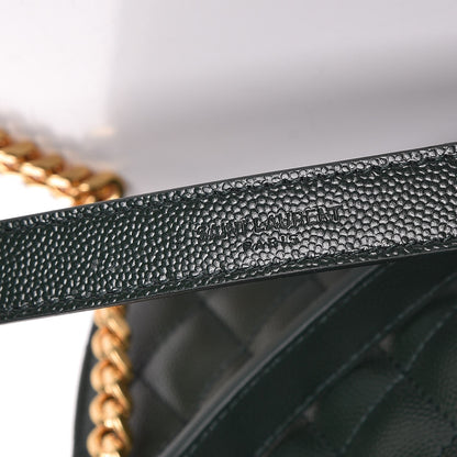 Saint Laurent Grain De Poudre Textured Mixed Matelasse Medium Triquilt Monogram Satchel Vert Fonce 9 of 9