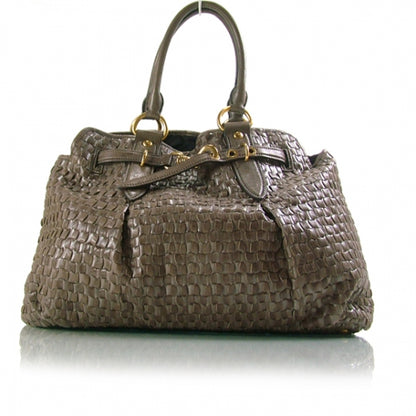 Miu Miu Leather Woven Shopper Tote Bag 1 of 11