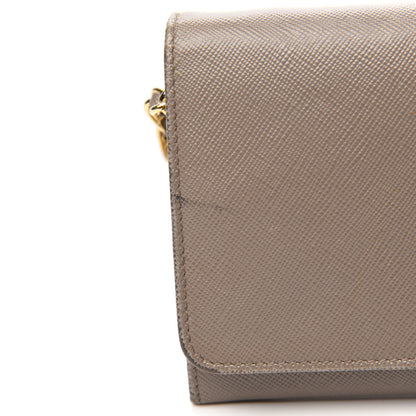 Prada Saffiano Metal Oro Chain Wallet Argilla 11 of 13