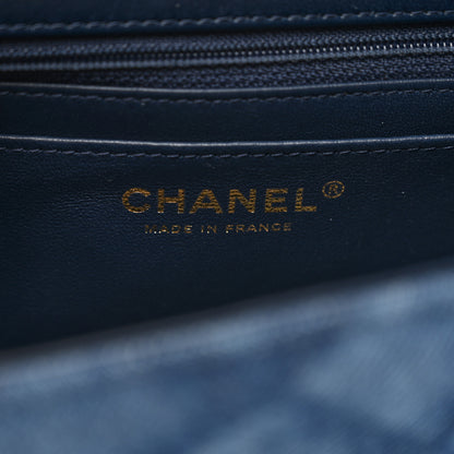 Chanel Printed Denim Quilted Mini Rectangular Flap Dark Blue 7 of 11