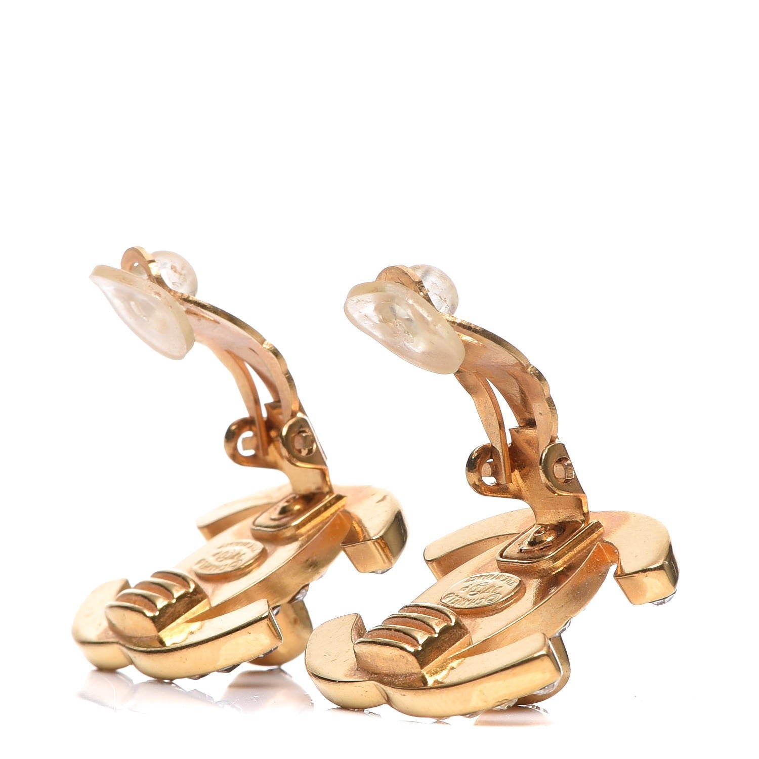 Chanel Crystal CC Turnlock Clip On Earrings Gold 3 of 4