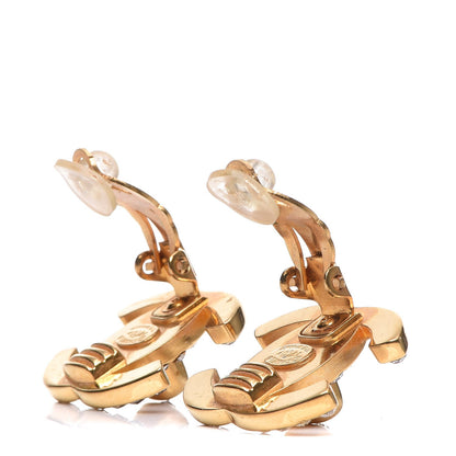 Chanel Crystal CC Turnlock Clip On Earrings Gold 3 of 4
