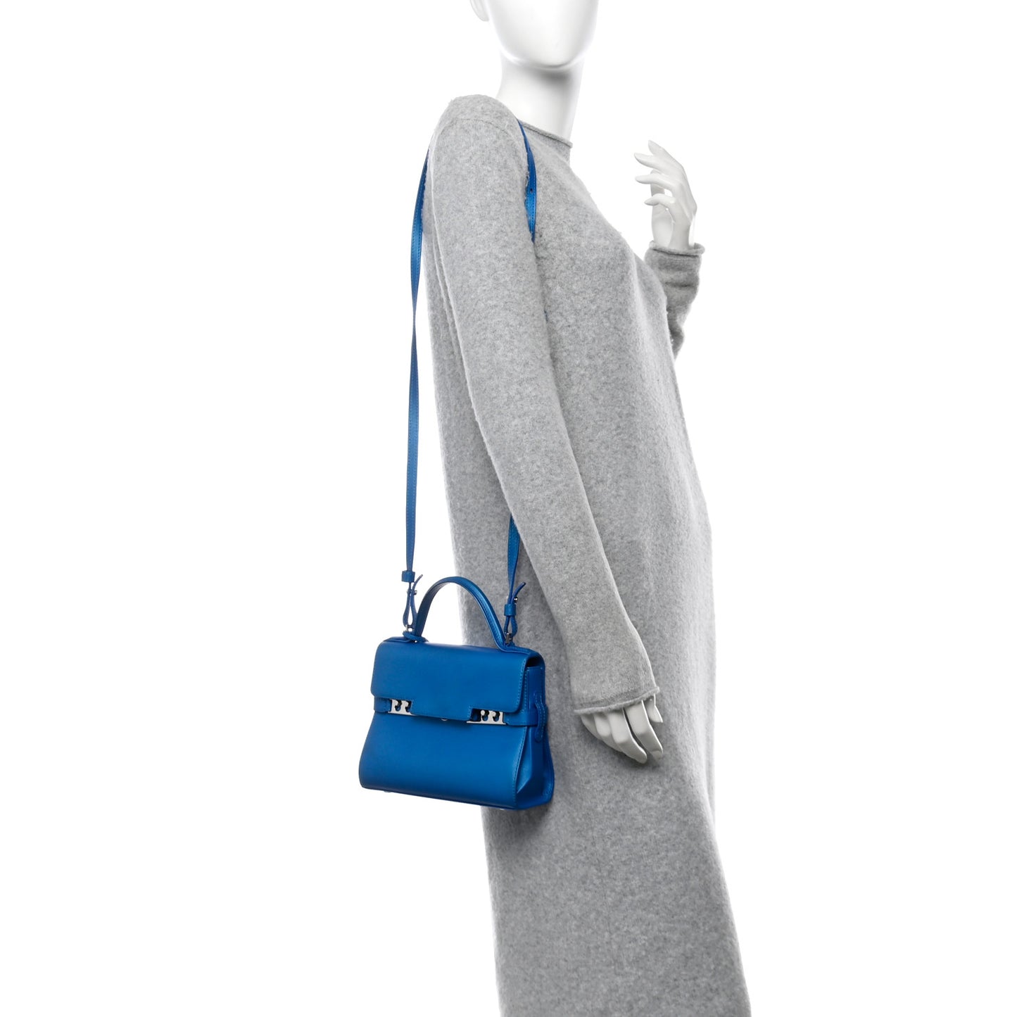 Metallic Calfskin Mini Tempete Satchel Satin Electric
