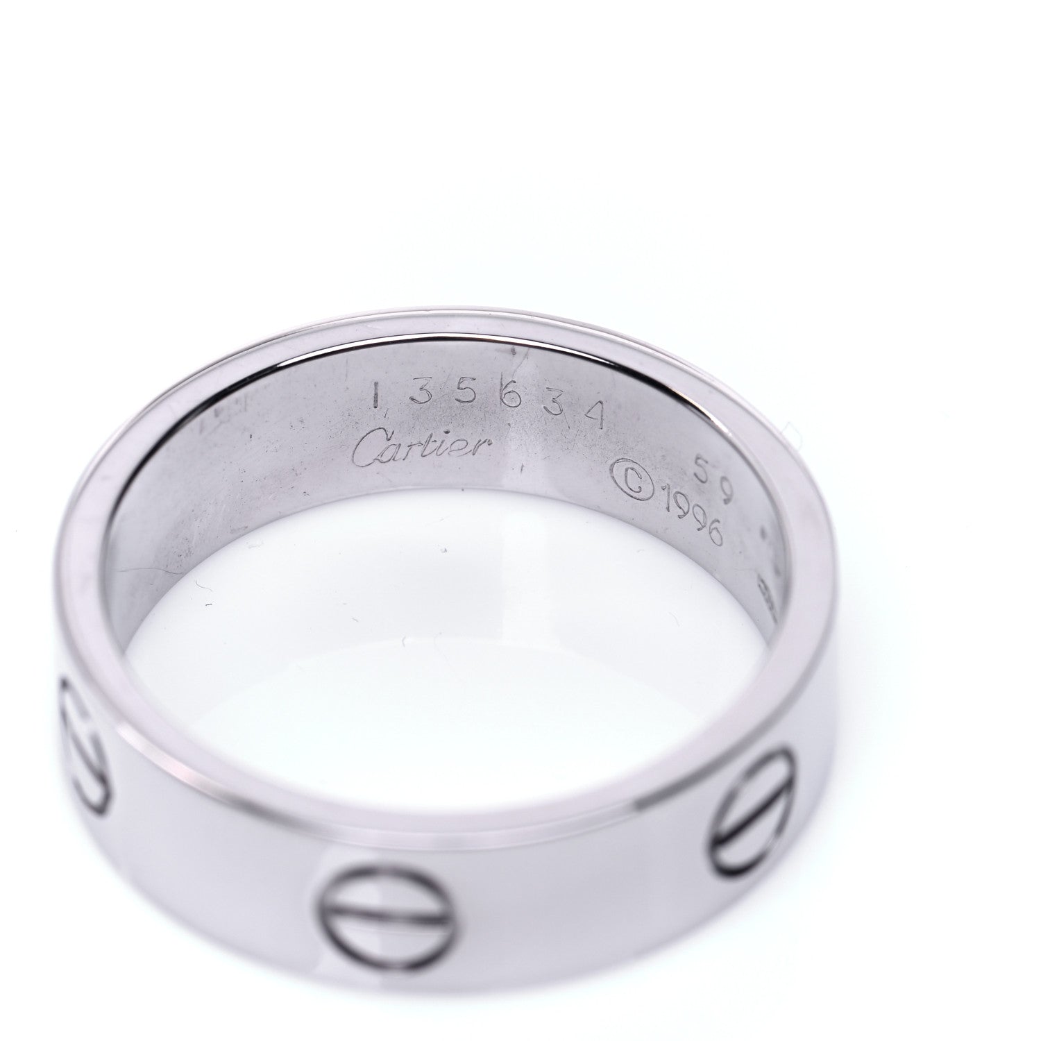 Cartier 18K White Gold 6mm LOVE Ring 59 8.75 4 of 7
