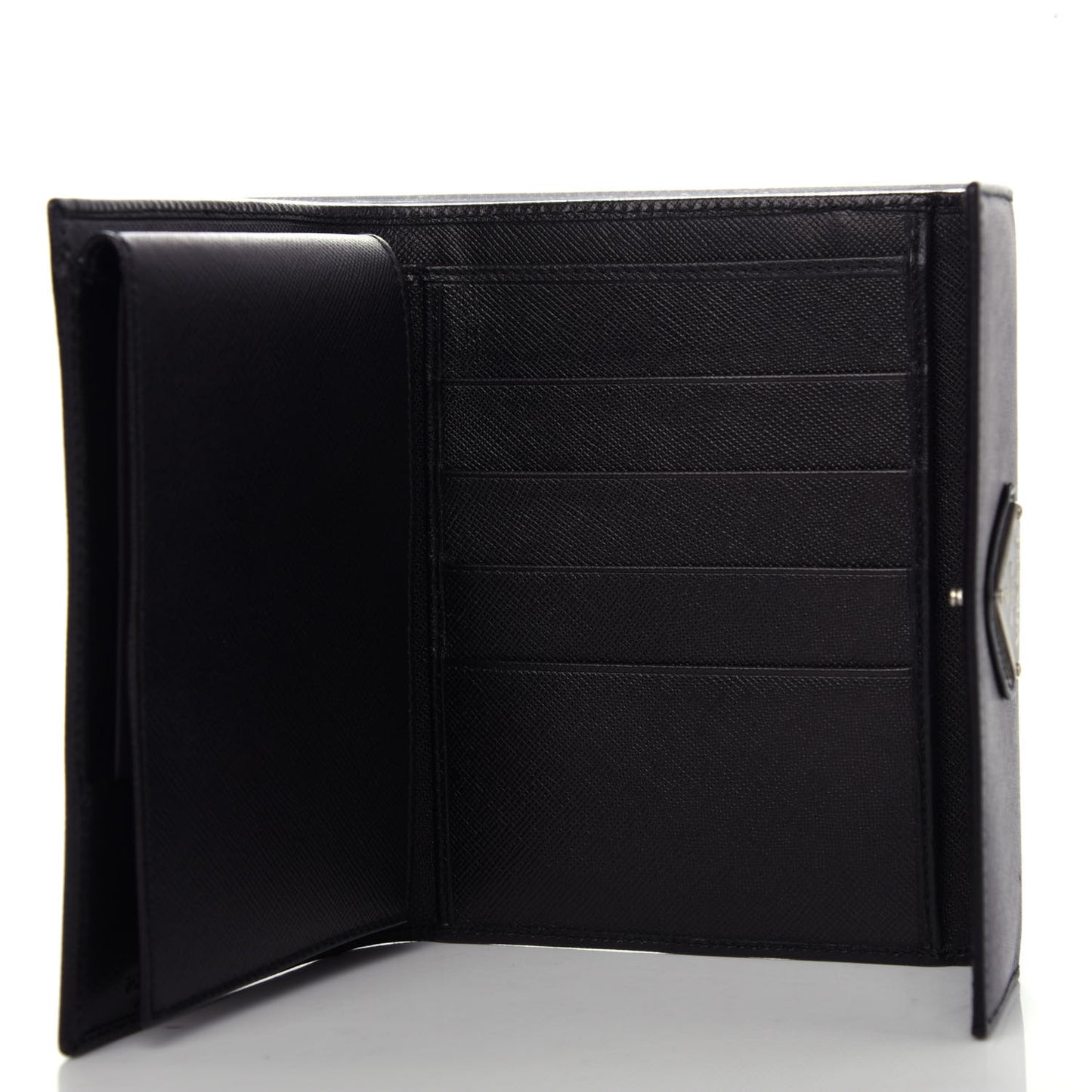 Saffiano Triangle Flap Compact Wallet Black