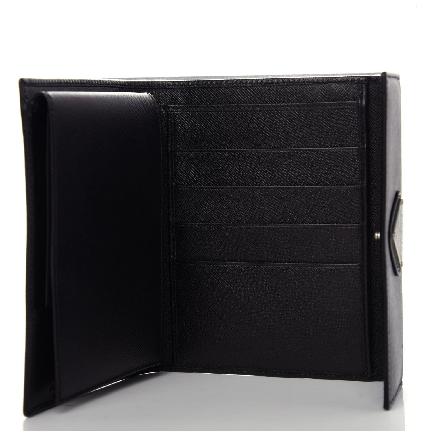 Prada Saffiano Triangle Flap Compact Wallet Black 5 of 8