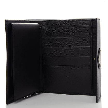 Prada Saffiano Triangle Flap Compact Wallet Black 5 of 8